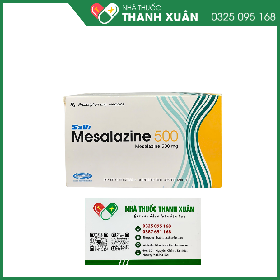 Thuốc Savi Mesalazine 500 điều trị viêm loét đại tràng